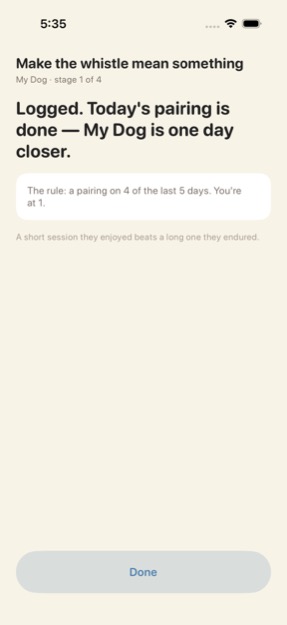 A session summary: outcome bars and the advancement rule in words